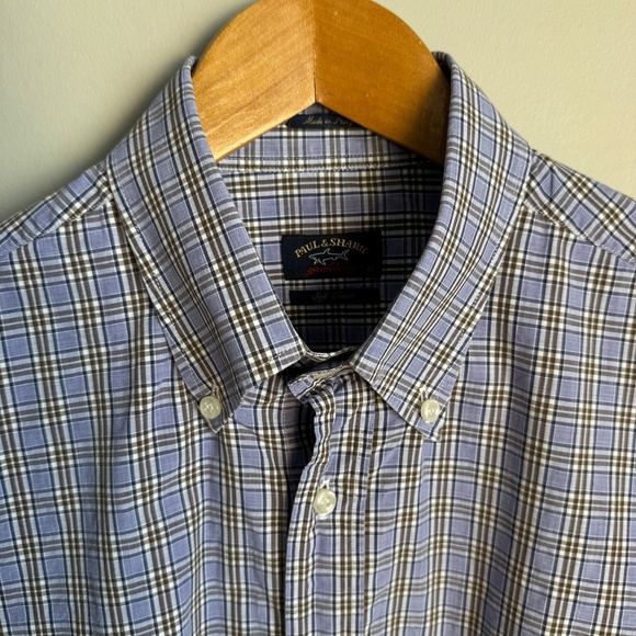 Paul & Shark Yachting Men's Long Sleeve Plaid‎ Button Shirt Soft Touch Purple 42 - Picture 6 of 14